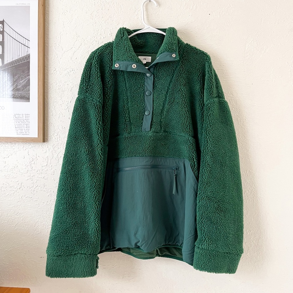Revolve LPA Snap Front Pullover in Dark Green
